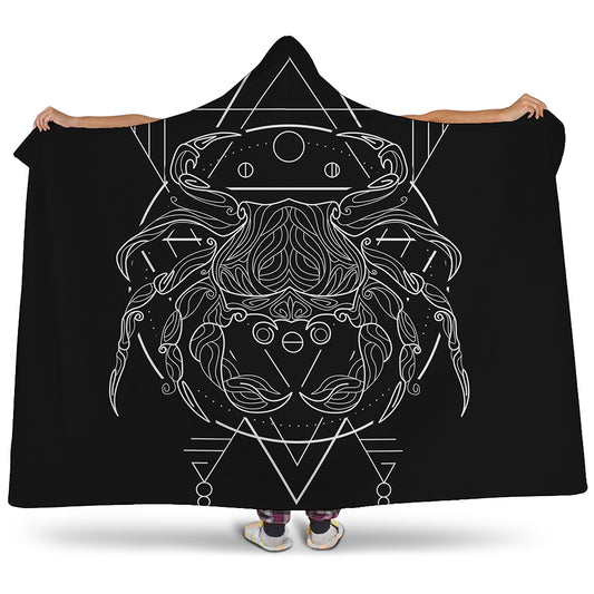 Black And White Cancer Sign Print Hooded Blanket