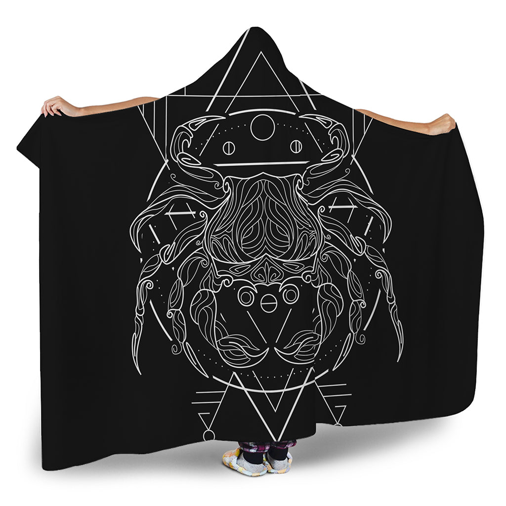 Black And White Cancer Sign Print Hooded Blanket