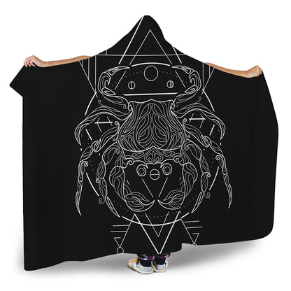 Black And White Cancer Sign Print Hooded Blanket