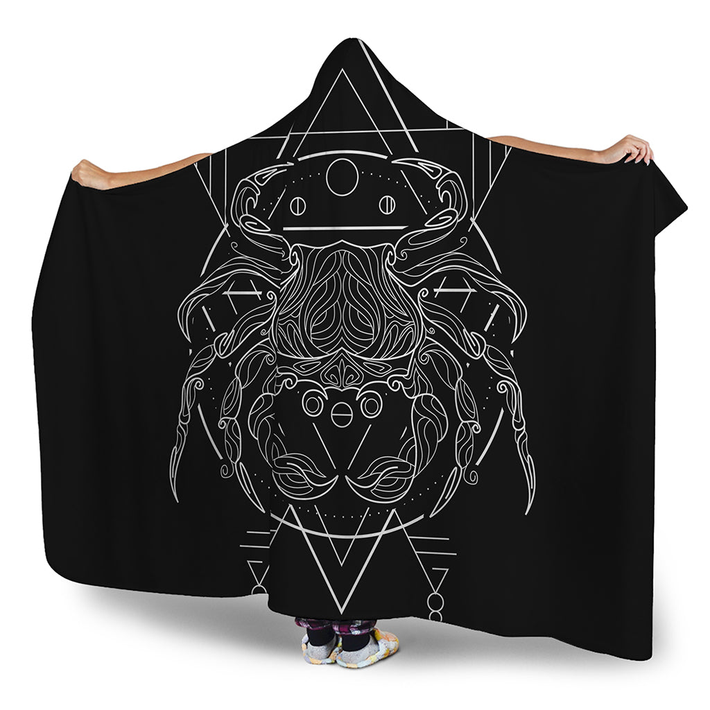 Black And White Cancer Sign Print Hooded Blanket