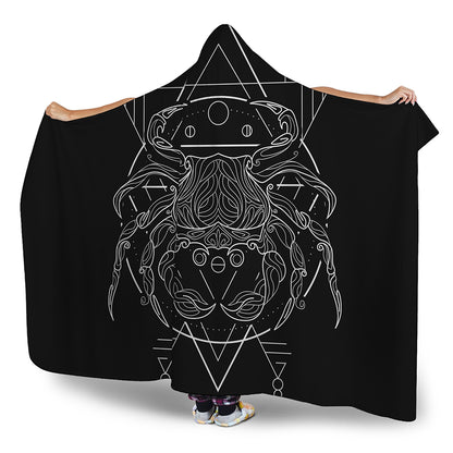 Black And White Cancer Sign Print Hooded Blanket