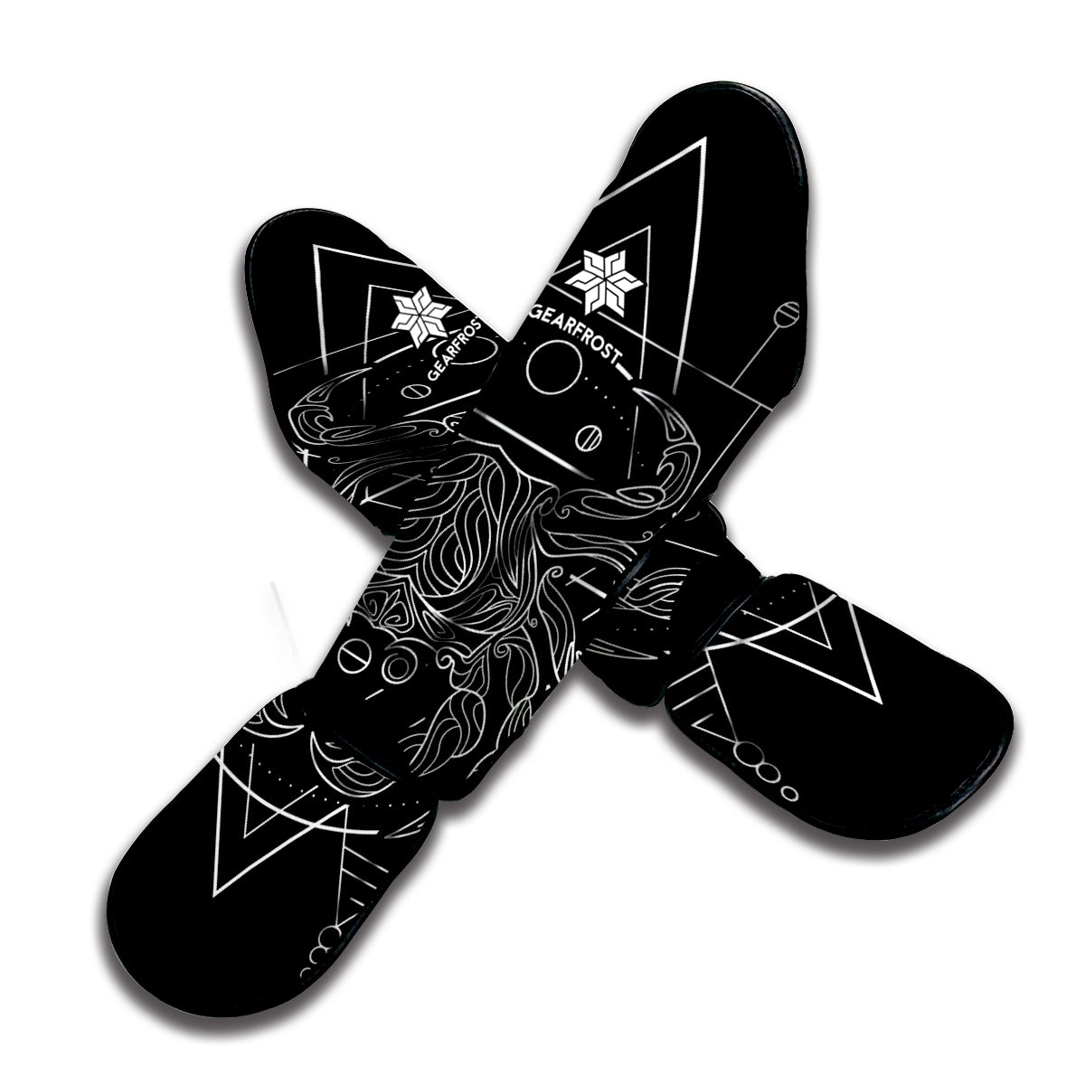 Black And White Cancer Sign Print Muay Thai Shin Guard