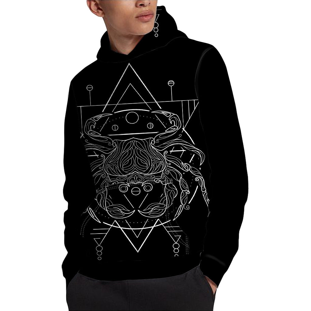 Black And White Cancer Sign Print Pullover Hoodie