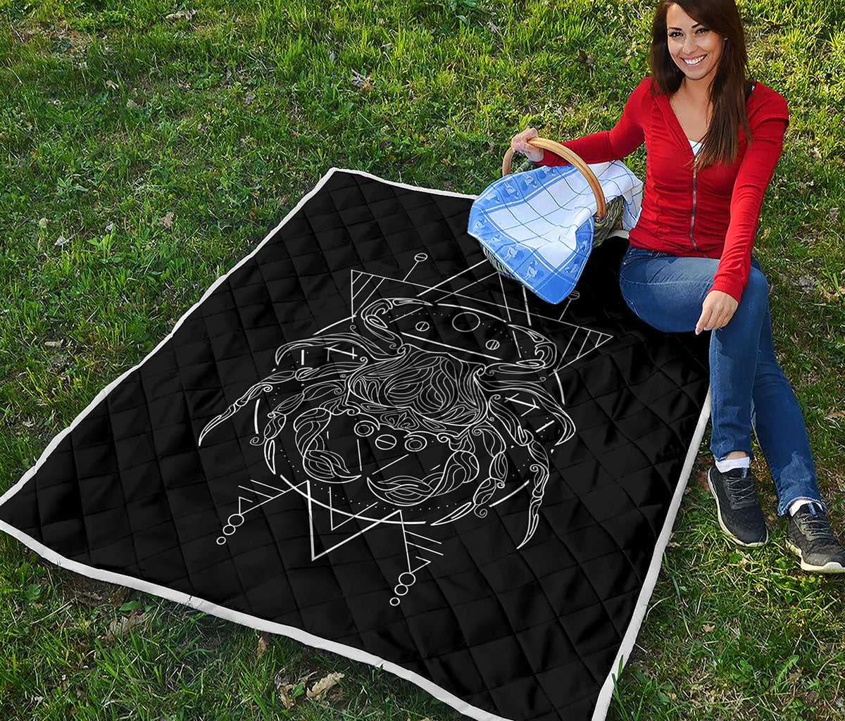 Black And White Cancer Sign Print Quilt