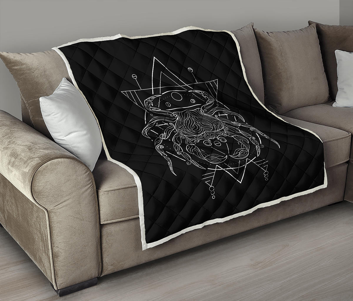 Black And White Cancer Sign Print Quilt