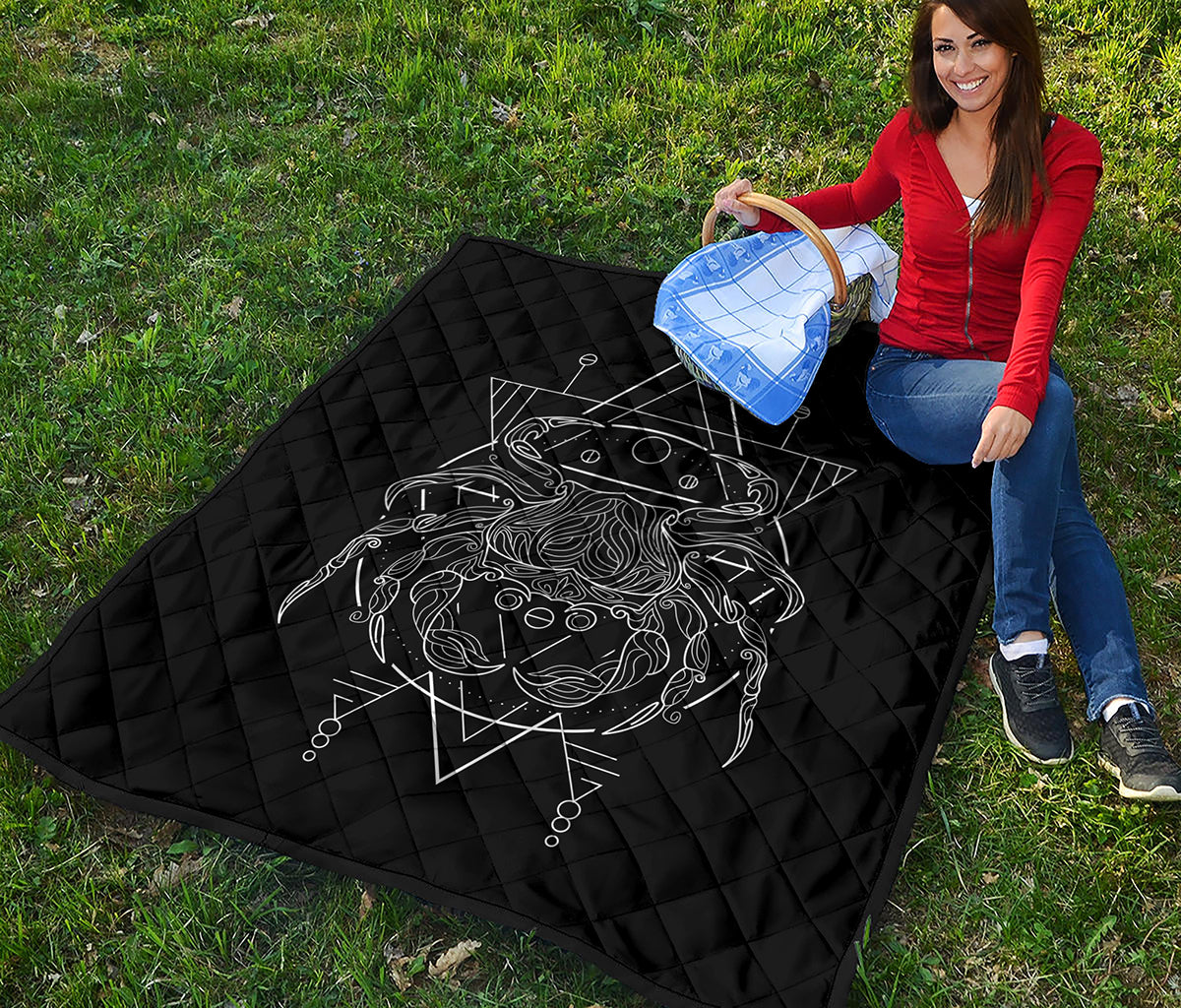 Black And White Cancer Sign Print Quilt