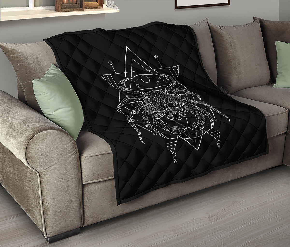 Black And White Cancer Sign Print Quilt
