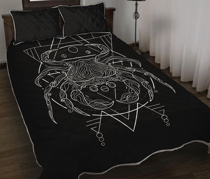 Black And White Cancer Sign Print Quilt Bed Set