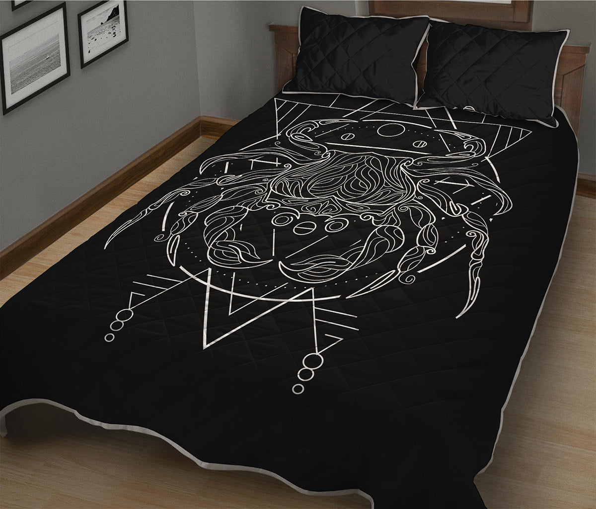 Black And White Cancer Sign Print Quilt Bed Set