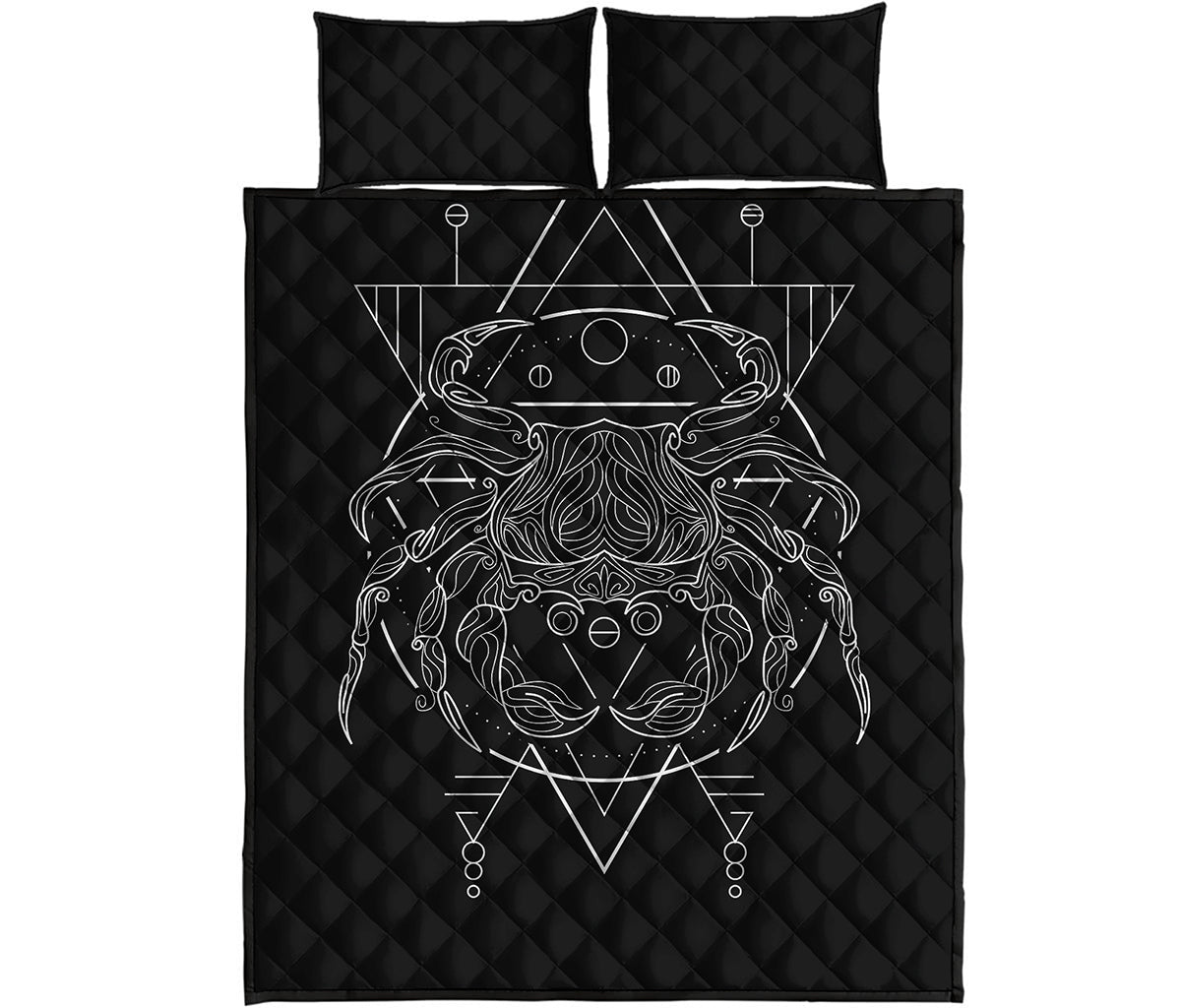 Black And White Cancer Sign Print Quilt Bed Set