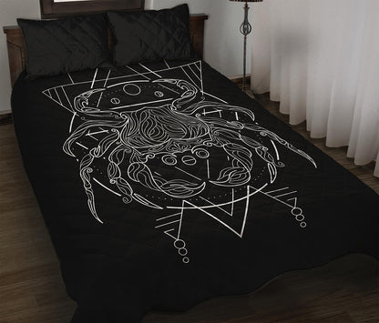Black And White Cancer Sign Print Quilt Bed Set