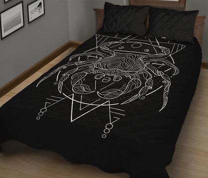 Black And White Cancer Sign Print Quilt Bed Set