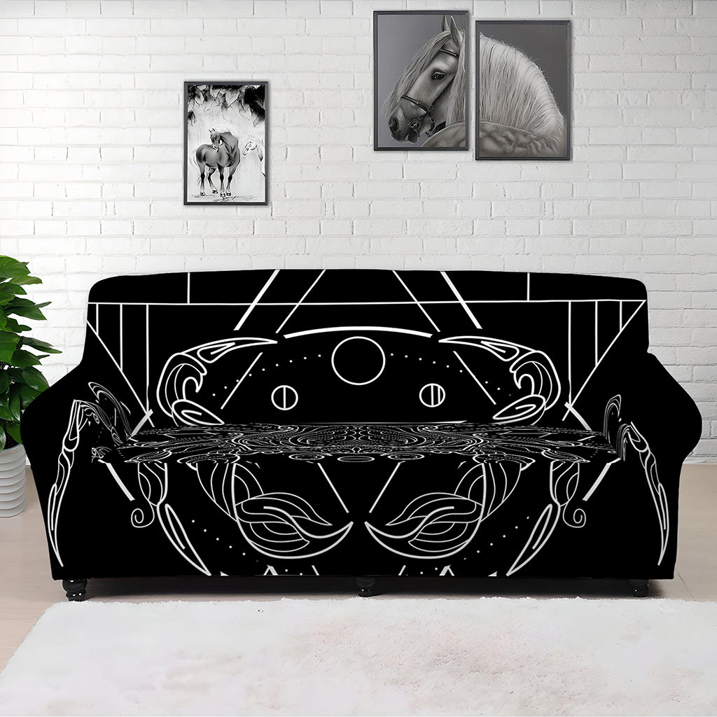 Black And White Cancer Sign Print Sofa Cover