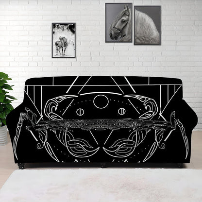 Black And White Cancer Sign Print Sofa Cover