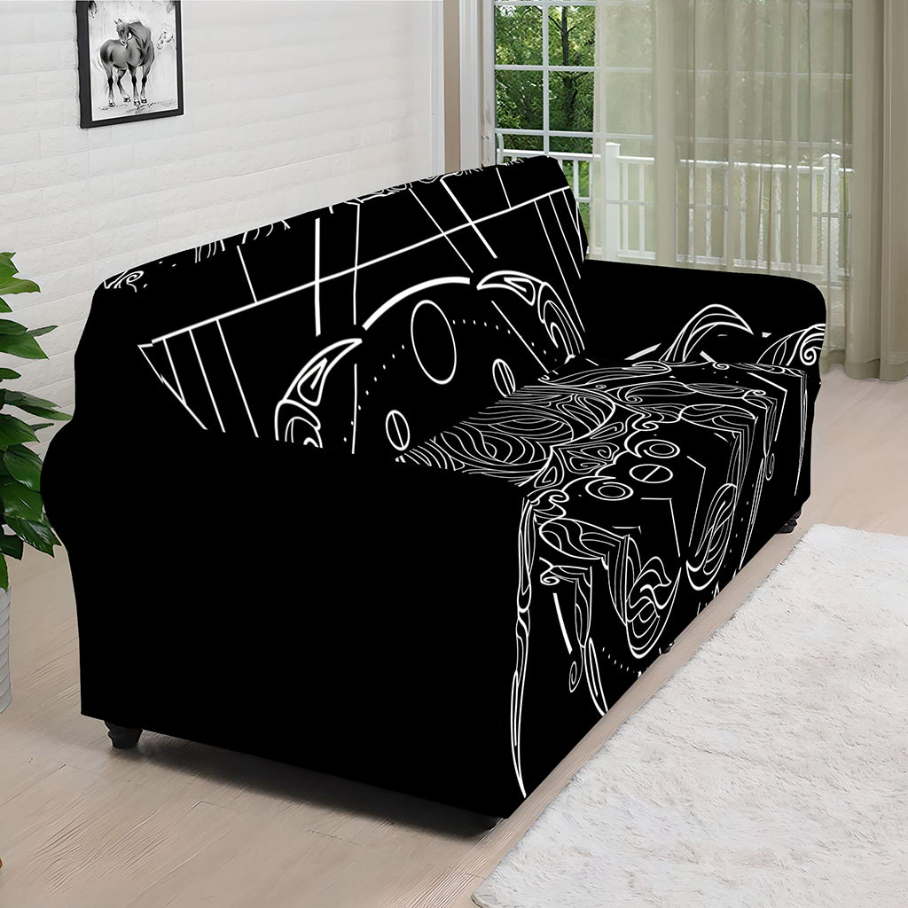 Black And White Cancer Sign Print Sofa Cover