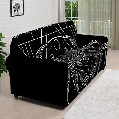 Black And White Cancer Sign Print Sofa Cover