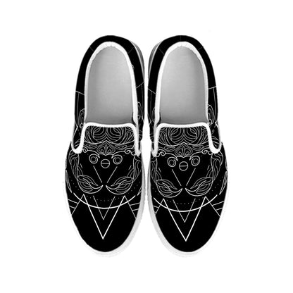 Black And White Cancer Sign Print White Slip On Shoes