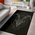 Black And White Capricorn Sign Print Area Rug