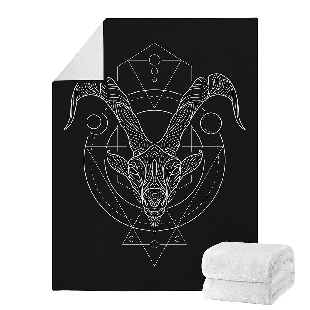 Black And White Capricorn Sign Print Blanket