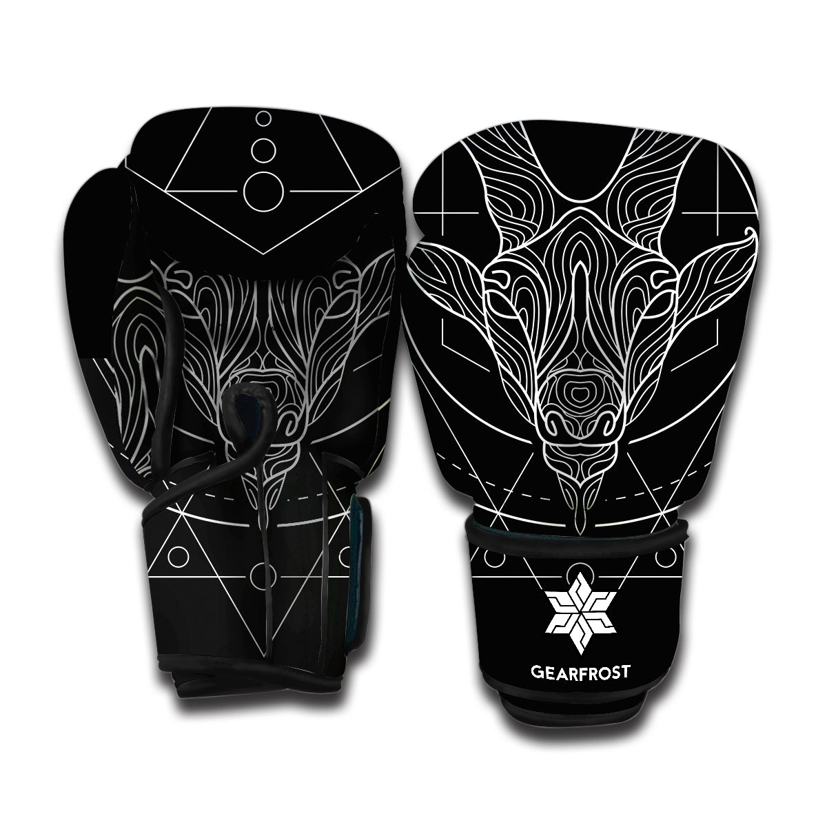 Black And White Capricorn Sign Print Boxing Gloves