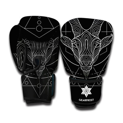 Black And White Capricorn Sign Print Boxing Gloves
