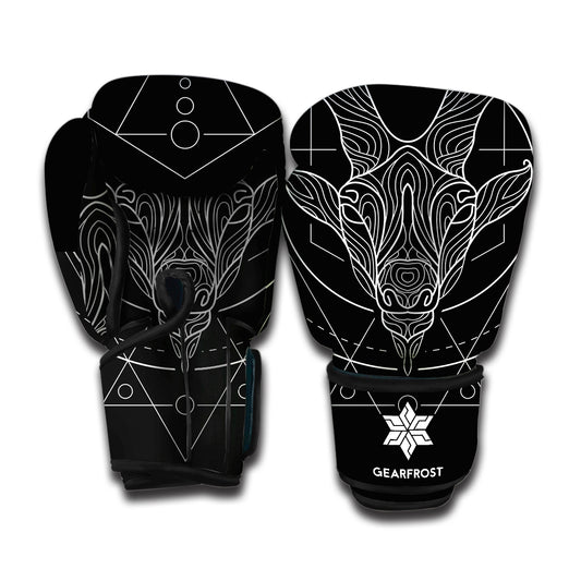 Black And White Capricorn Sign Print Boxing Gloves