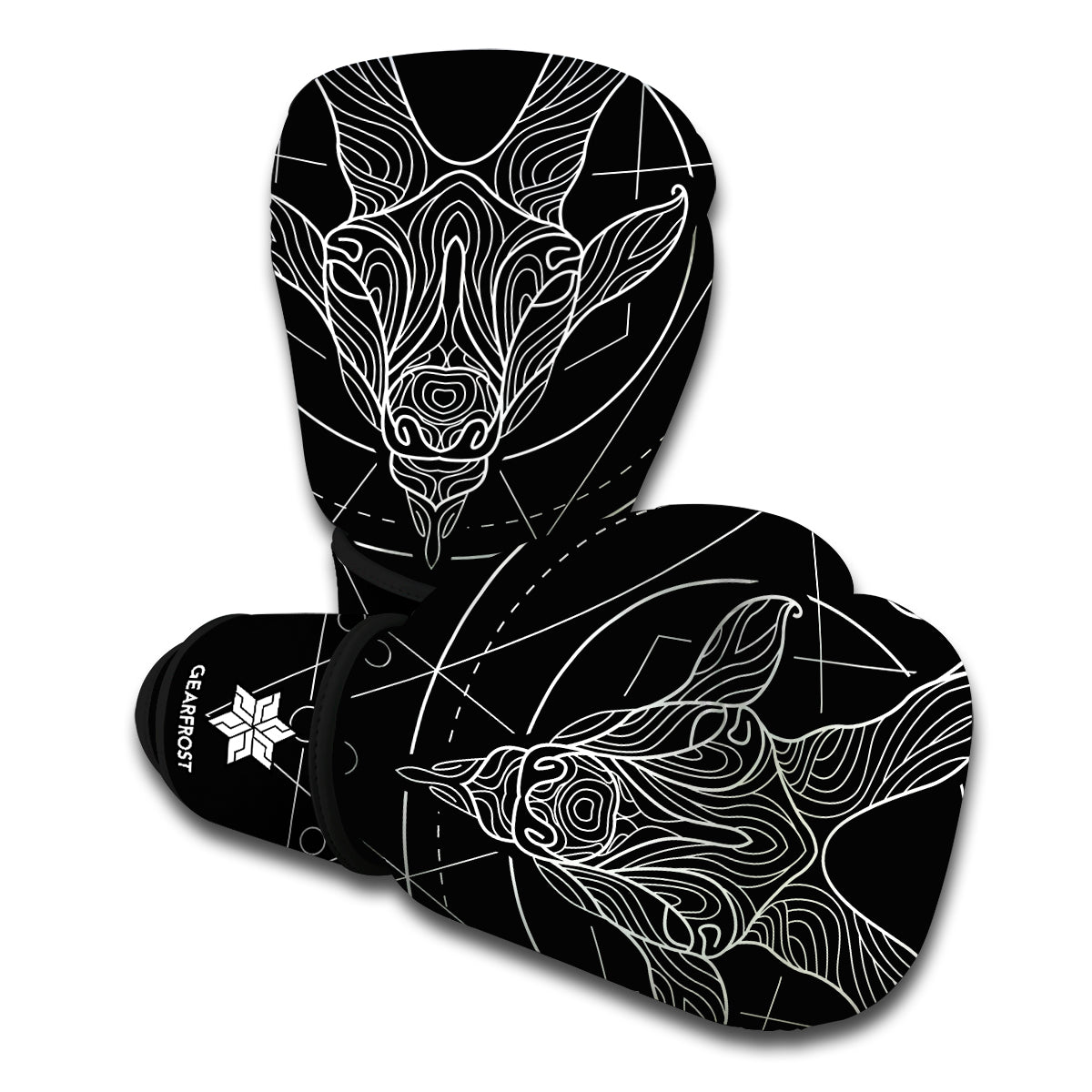 Black And White Capricorn Sign Print Boxing Gloves