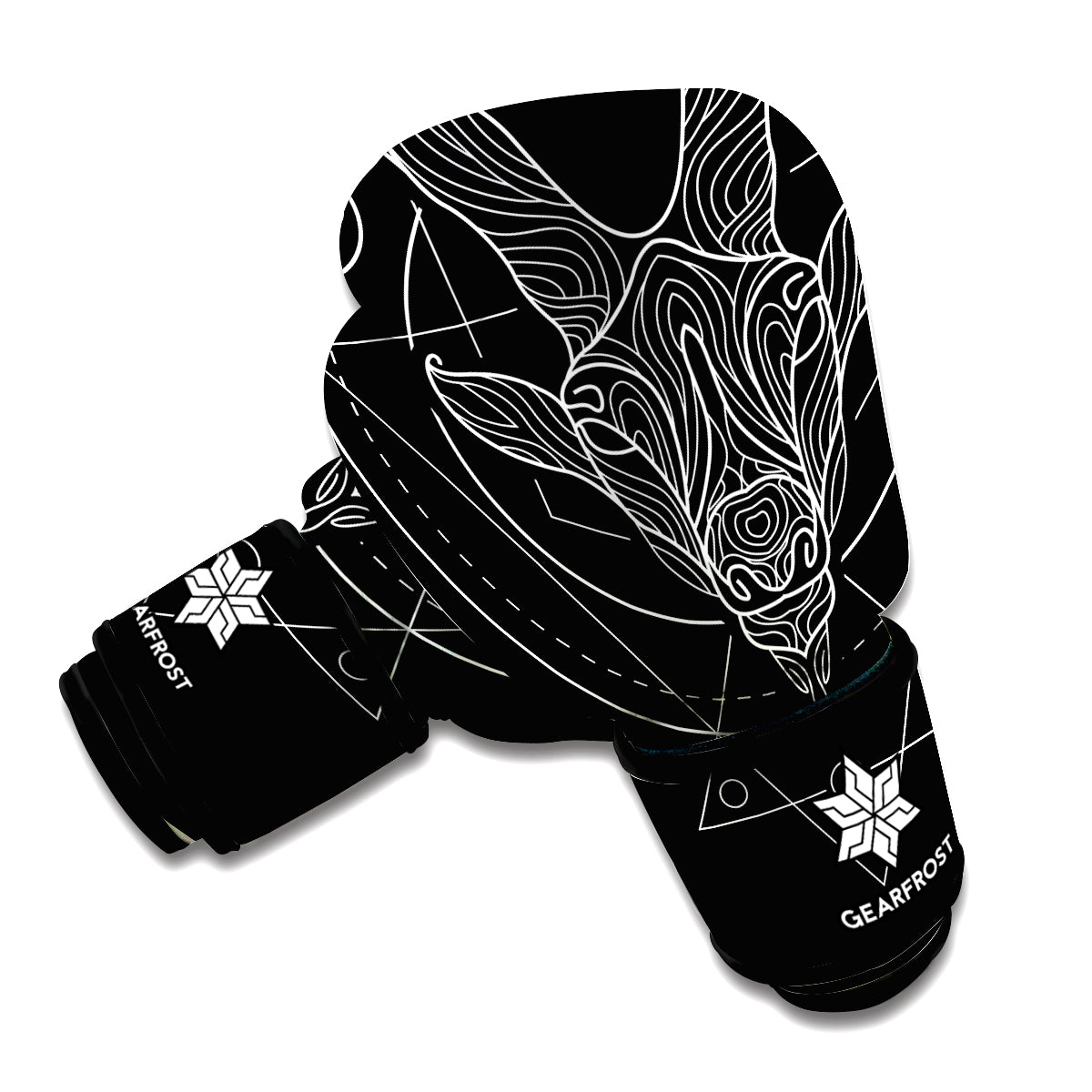 Black And White Capricorn Sign Print Boxing Gloves