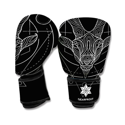 Black And White Capricorn Sign Print Boxing Gloves