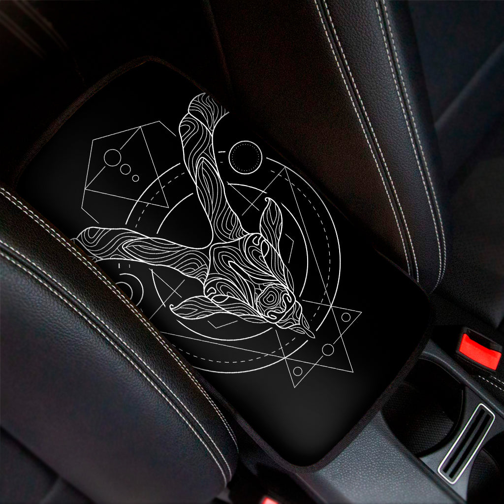 Black And White Capricorn Sign Print Car Center Console Cover