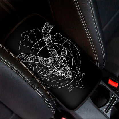 Black And White Capricorn Sign Print Car Center Console Cover