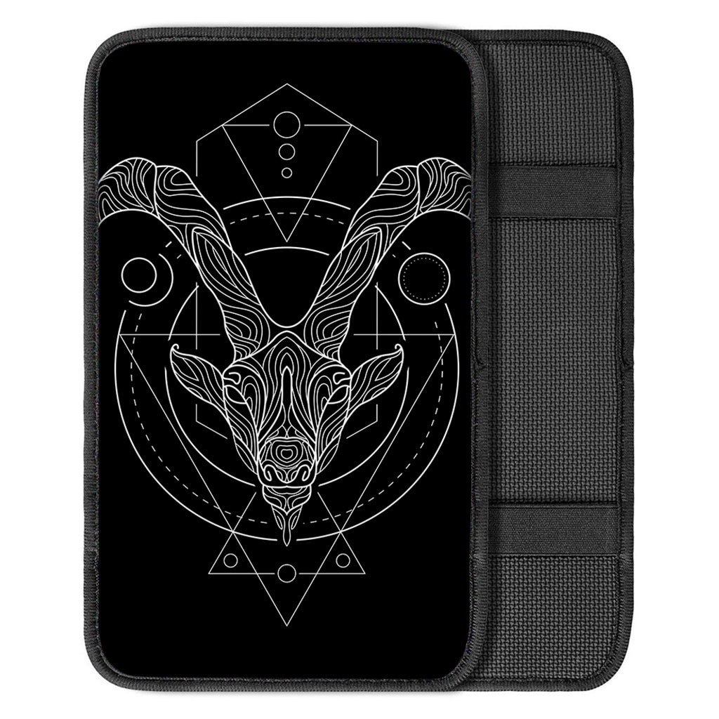 Black And White Capricorn Sign Print Car Center Console Cover