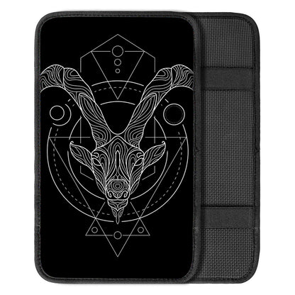 Black And White Capricorn Sign Print Car Center Console Cover