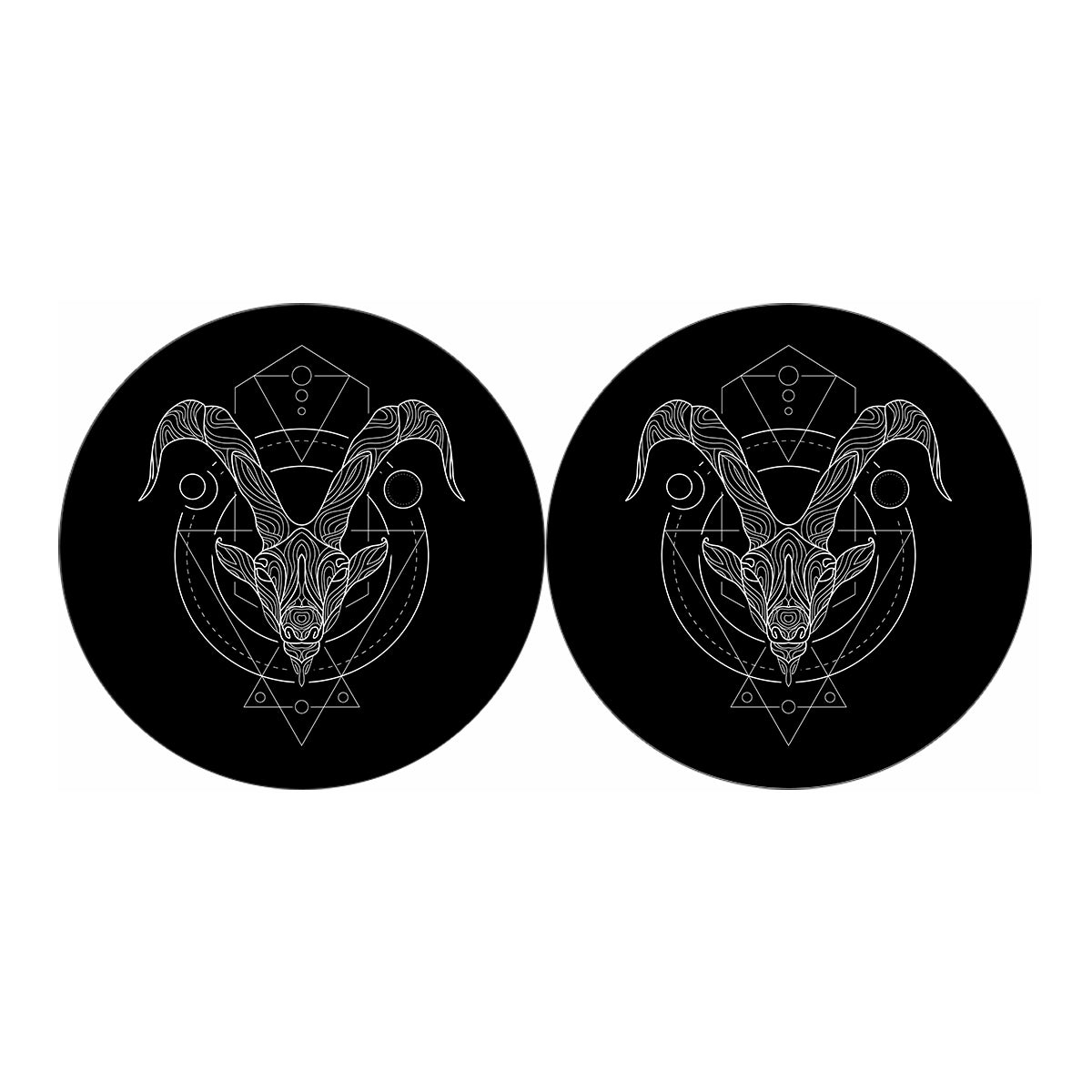 Black And White Capricorn Sign Print Car Coasters