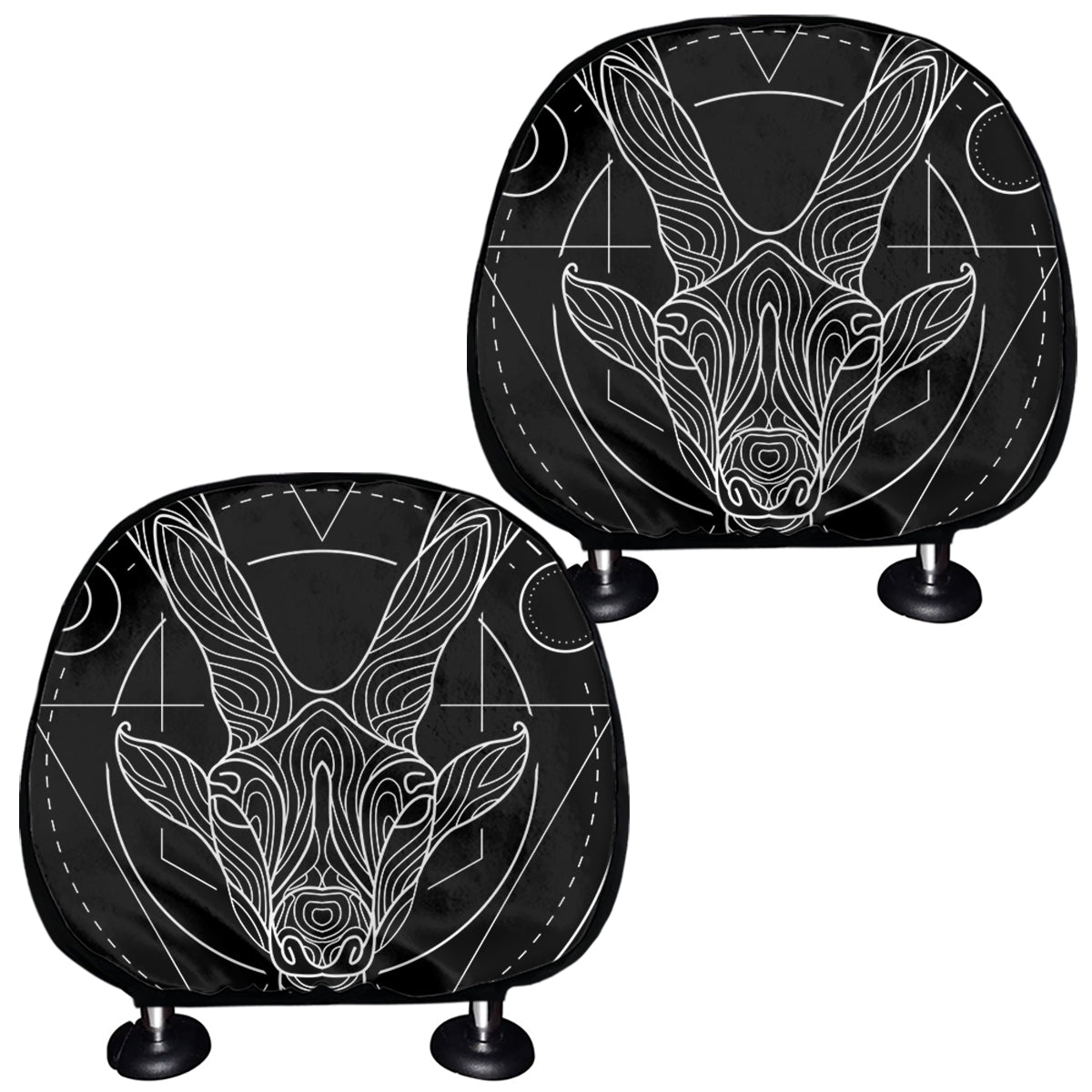 Black And White Capricorn Sign Print Car Headrest Covers