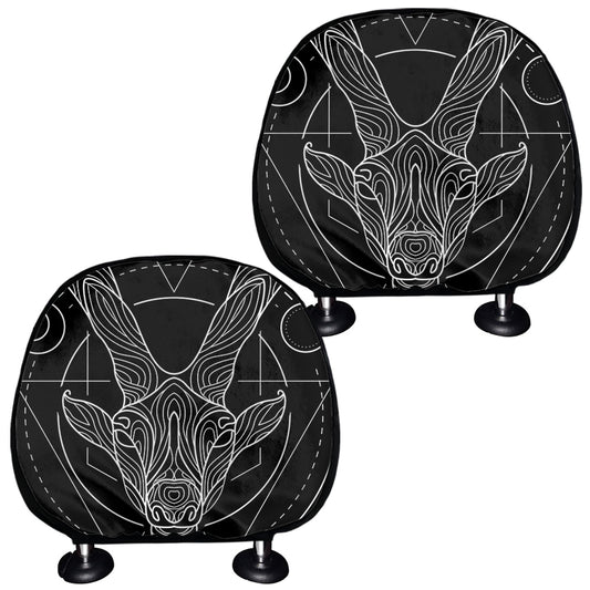 Black And White Capricorn Sign Print Car Headrest Covers