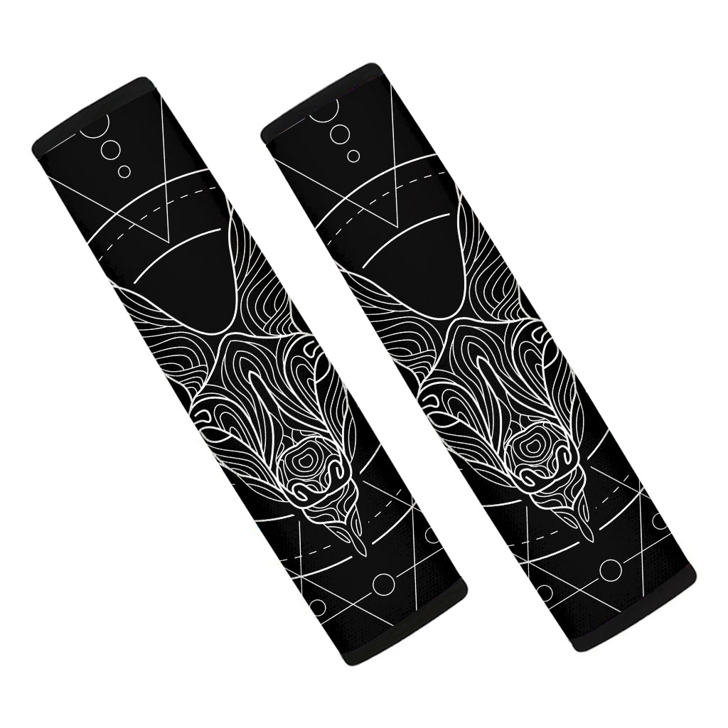 Black And White Capricorn Sign Print Car Seat Belt Covers
