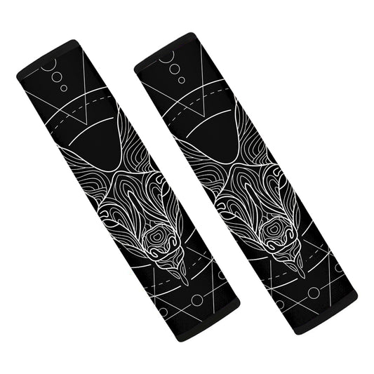 Black And White Capricorn Sign Print Car Seat Belt Covers