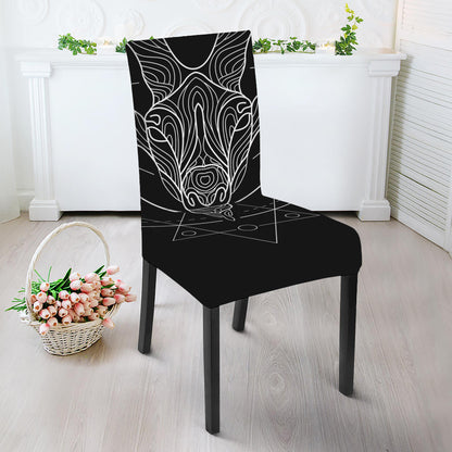 Black And White Capricorn Sign Print Dining Chair Slipcover