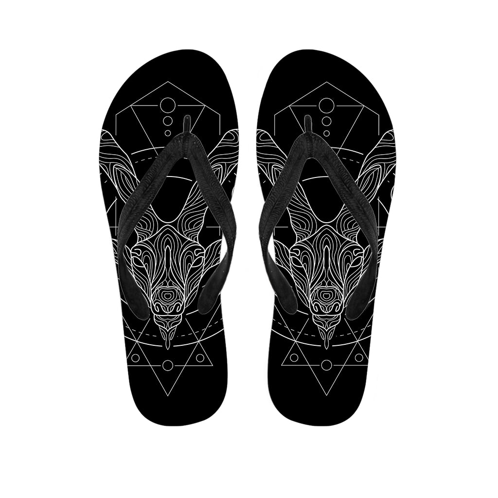 Black And White Capricorn Sign Print Flip Flops