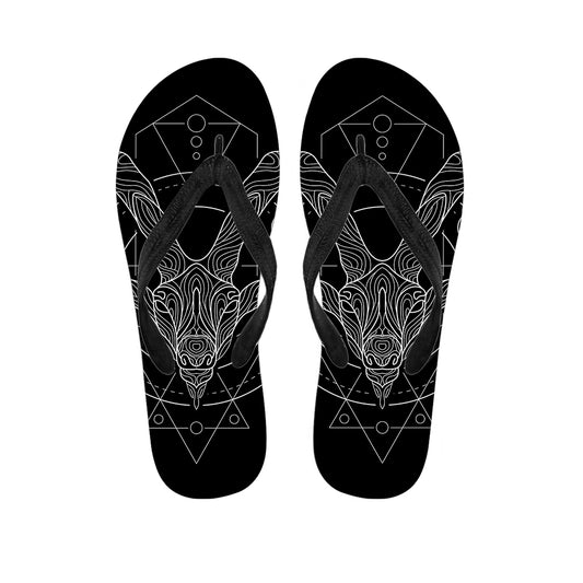 Black And White Capricorn Sign Print Flip Flops