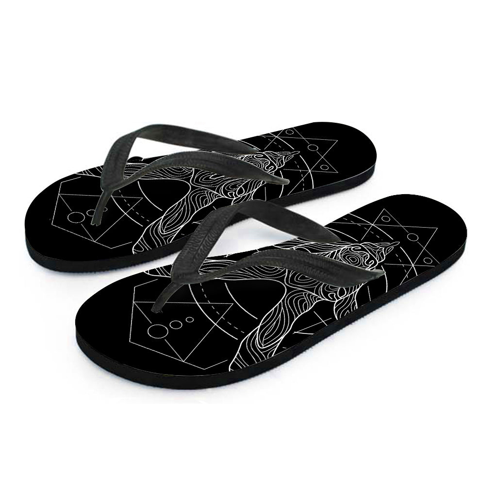 Black And White Capricorn Sign Print Flip Flops