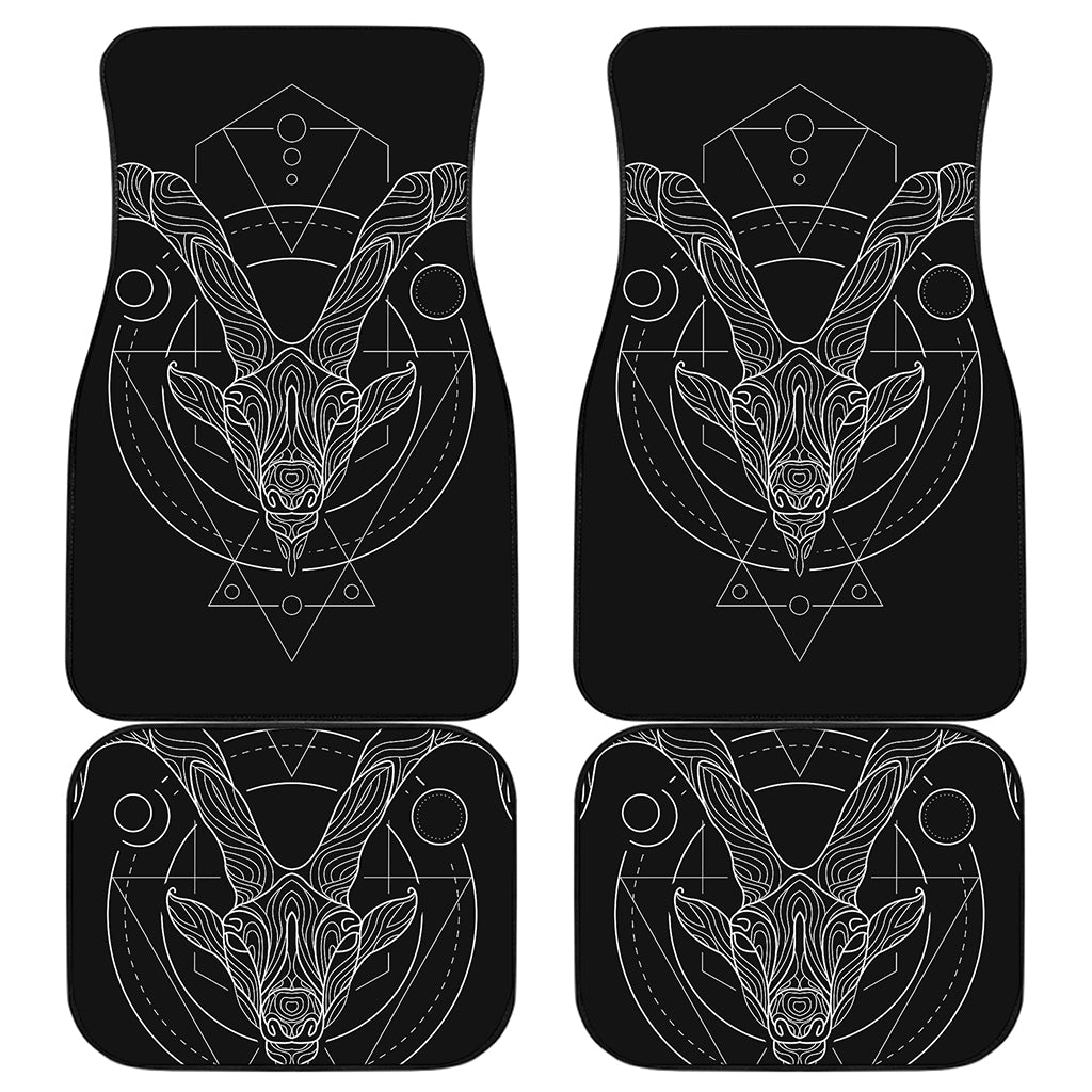 Black And White Capricorn Sign Print Front and Back Car Floor Mats