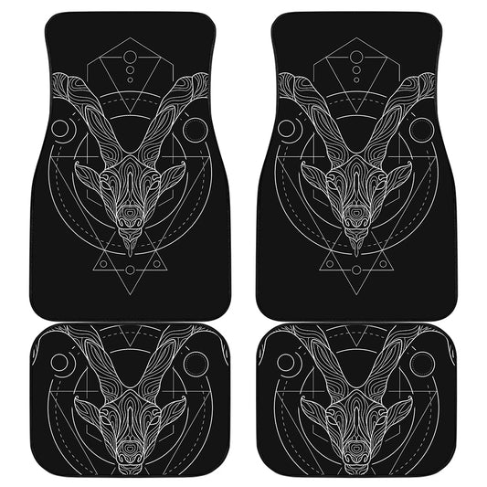 Black And White Capricorn Sign Print Front and Back Car Floor Mats