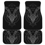Black And White Capricorn Sign Print Front and Back Car Floor Mats