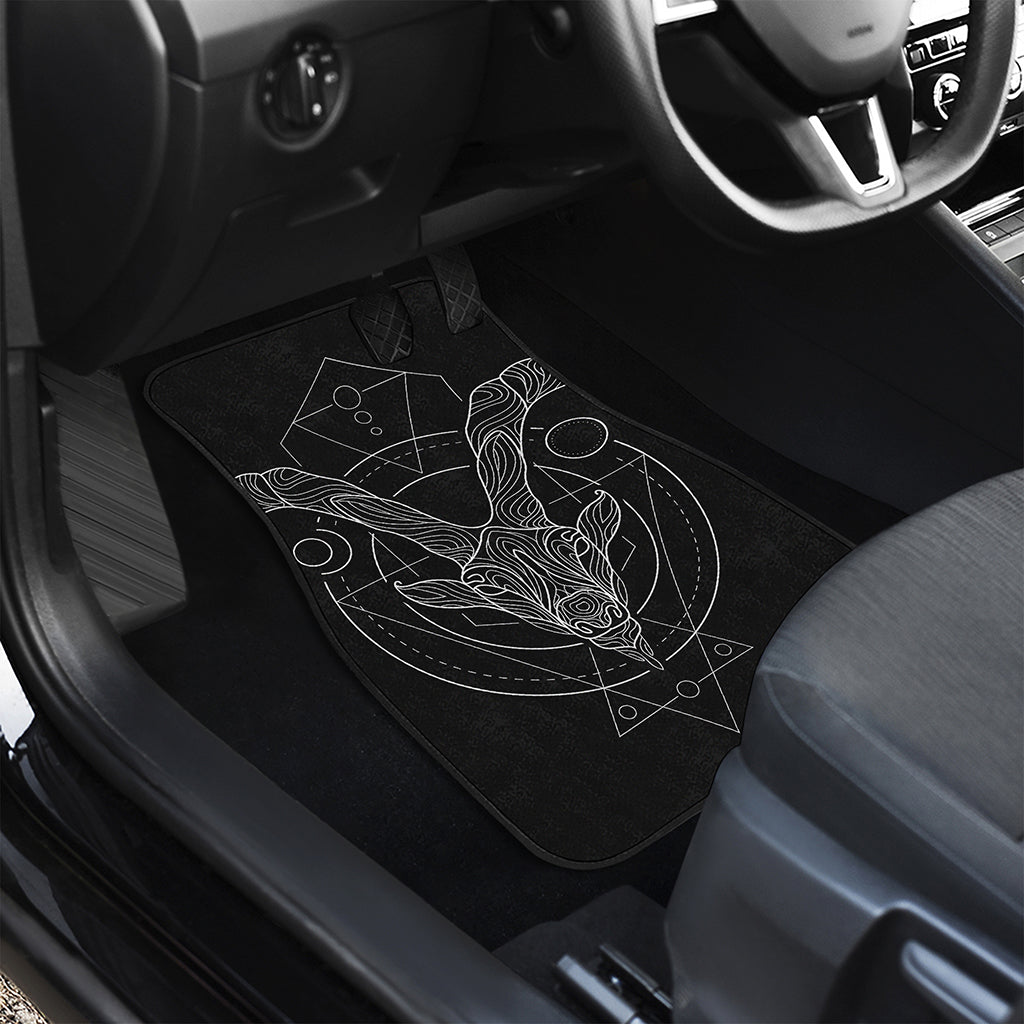 Black And White Capricorn Sign Print Front Car Floor Mats