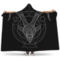 Black And White Capricorn Sign Print Hooded Blanket