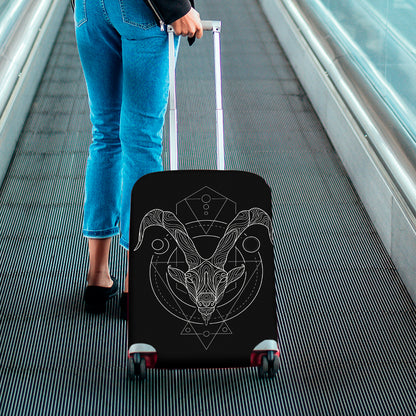 Black And White Capricorn Sign Print Luggage Cover