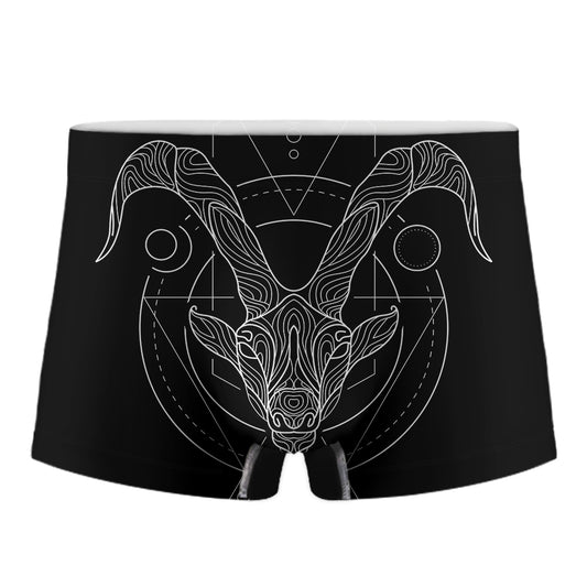 Black And White Capricorn Sign Print Men's Boxer Briefs