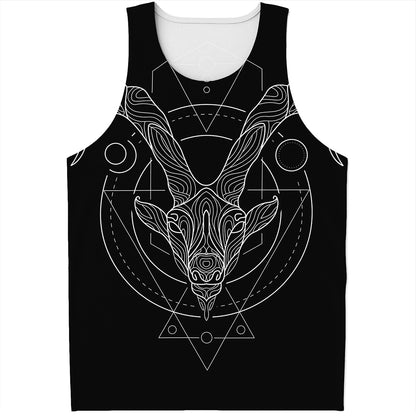 Black And White Capricorn Sign Print Men's Tank Top